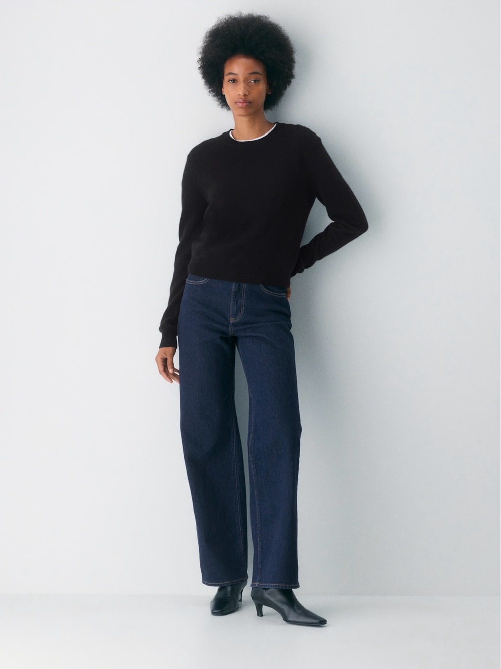 Aritzia Denim Forum Remy Hi-Rise Wide Jean No-Stress Dark Blue